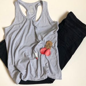 Athletic Works Blue & White Striped Racerback Tank